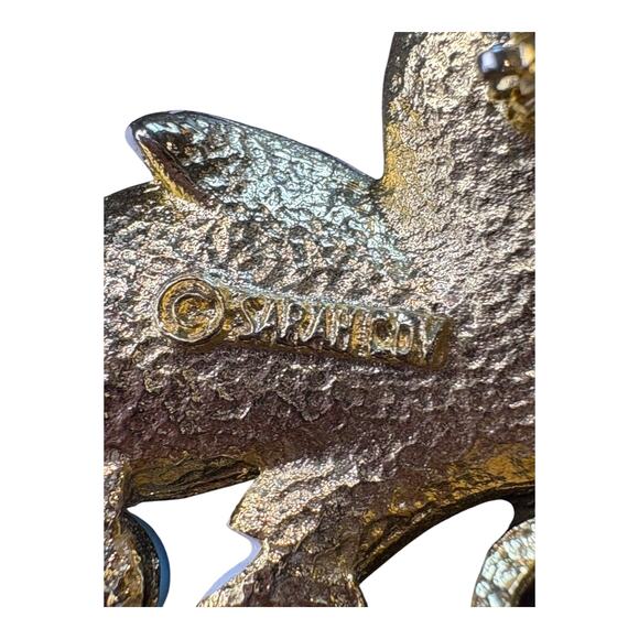 Vintage Sarah Coventry Enamel Leaf & Blue Berry Brooch Pin - Gold‎ Tone Signed - Picture 4 of 4